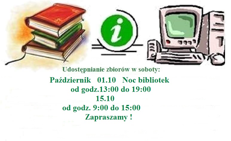 Zapraszamy do biblioteki w  dwie październikowe soboty